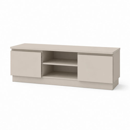 Mobile TV basso beige in pannello truciolare nobilitato con 2 ante e ripiani 160 x 40 x 50 cm
